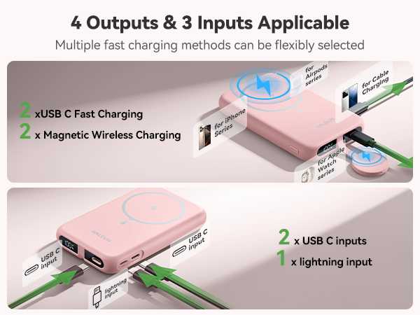 Haloun Magnetic Power Bank pink-3-1m