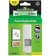 FrogTape reMOVEables Large Picture Hanging Strips, Damage-Free Removable Adhesive Wall Strips, Pi...