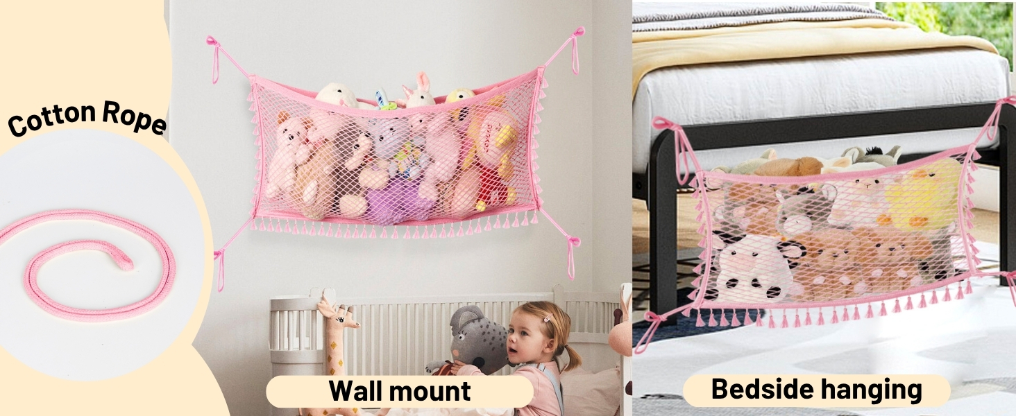 Cotton Bedside Stuffed Animal Storage Net
