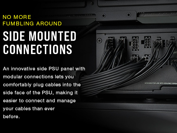 psu with side connectors, side connectors psu, modular psu, pc power supply