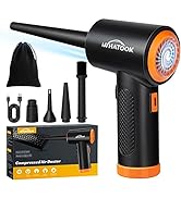 Compressed Air Duster-Reusable Electric Air Duster-3 Speeds 60000 RPM with LED Light-Canned Air R...