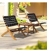 IDZO Foldable Reclining Design Heavy Duty 400lbs Capacity Patio Bistro Set 3 Piece Outdoor