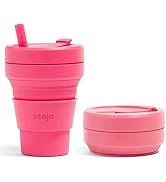 Stojo Collapsible Coffee Cup | Reusable To Go Pocket Size Travel Cup - Peony, 16oz
