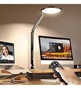 Desk Lamps for Home Office, Eye-Caring Led Desk Light with Clamp, Dimmable Zoom Lighting with 3 C...