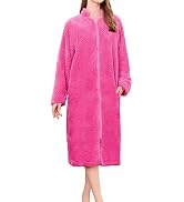 HEARTNICE Womens Flannel Zipper Robe, Soft Warm Robes for Women Cozy Long Sleeve Loungewear Luxur...