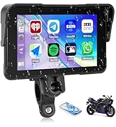 CAMECHO Motorcycle Wireless CarPlay &amp; Android Auto Screen, 5" IP68 Waterproof HD for Moto Motorbi...