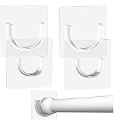 YEHOSHUN Shower Rod Holder with Strong Adhesive, 4 Pack Shower Curtain Rod Holder for Wall, Tensi...