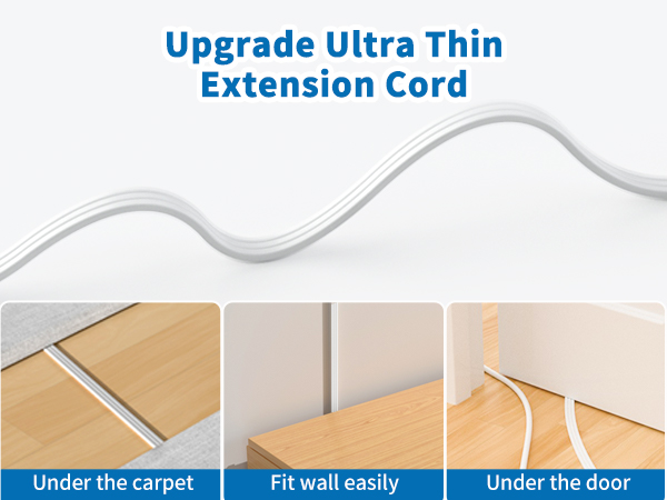 5 ft Flat Extension Cord Outlets Extender Flat Plug Power Strip surge protector with multiple usb