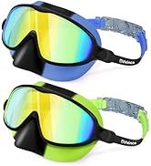 Vvinca Swim Goggles with Nose Cover, 2 Pack Wide View Diving Mask Anti-Fog UV No Leak Toddlers Sw...