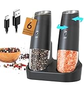 CIRCLE JOY Gravity Electric Salt and Pepper Grinder Set Automatic Shakers Upgraded Pepper Mill wi...