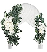 Noamus 2 Pack Artificial Wedding Arch Flowers, 28”/20” Floral Swag Arrangement Set, Wedding Welco...