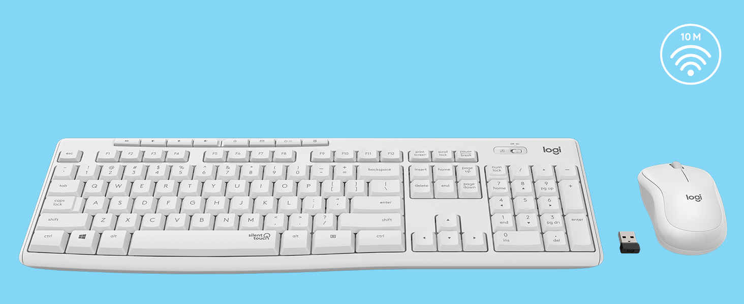 angle zoom of mk295 wireless keyboard and mouse white combo