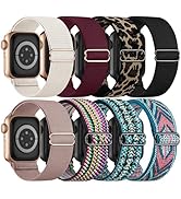 8 Pack Stretchy Solo Loop Band Compatible with Apple Watch Bands for Women Men 40mm 38mm 41mm 42m...