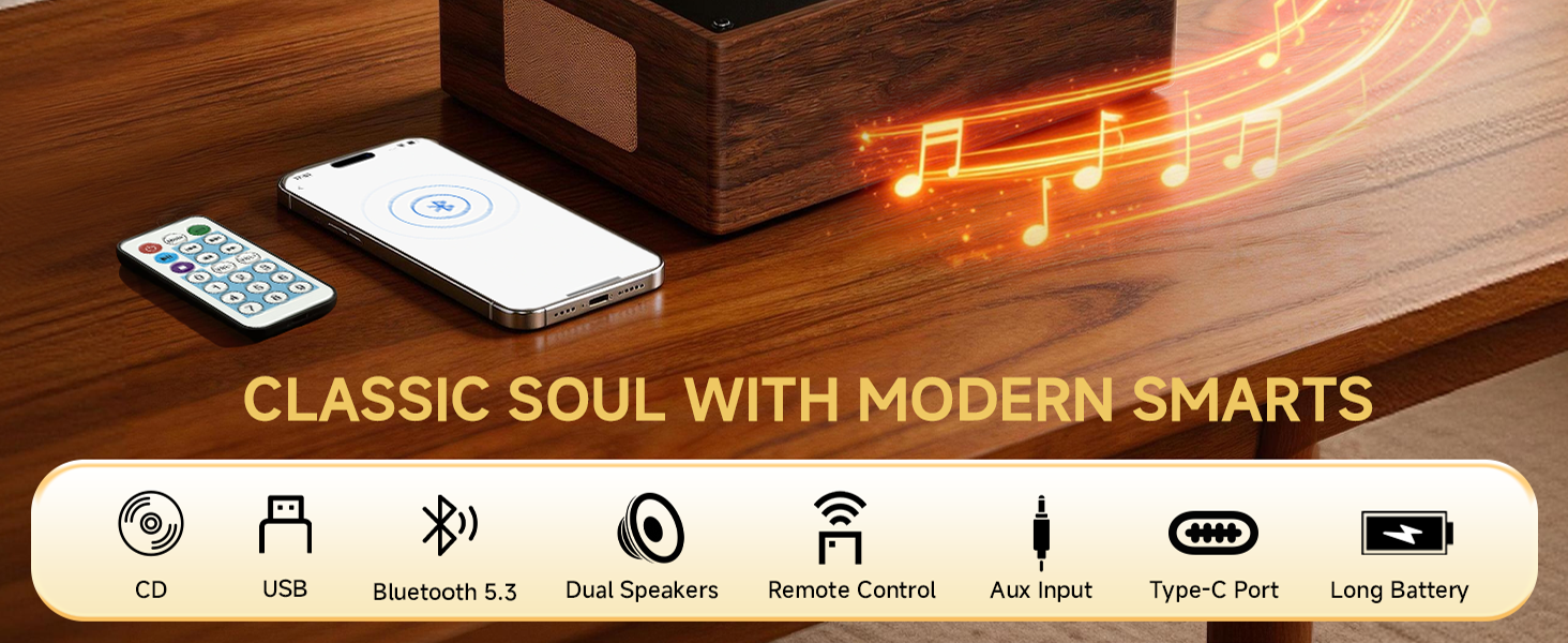 cd player for home retro vintage portable with bluetooth speakers desktop small gift kid battery