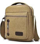 Messenger bag for Men Women, Vintage Canvas Crossbody Bag Shoulder Bag Multi Pocket Purse, Small ...
