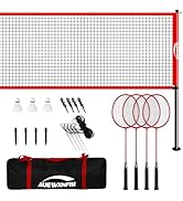 Complete Badminton Set with Net, Portable, Regulation Size for Backyard Beach Outdoor Family Game...
