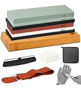 10-Piece Knife Sharpening Stone Set, Professional Whetstone 4 Side 400/1000 3000/8000 Grit, Whets...