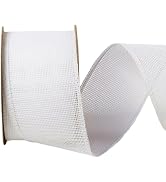 LaRibbons Burlap Ribbon Wired, 2.5 Inch x 12 Yards White Burlap Fabric Ribbon for Spring Easter C...