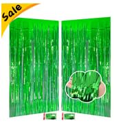 green tinsel backdrop