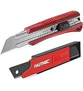 HAUTMEC 25mm Extra Heavy-Duty Utility Knife with 10pcs Blades Set, Snap-off Retractable Box Cutte...