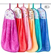 PINOWU [6 Pack] Super Soft Hanging Hand Towel for Kitchen and Bathroom, Ultra Absorbent Thick Cor...