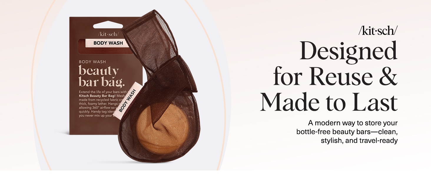 Kitsch Bar Soap Saver Bag – Recycled Mesh Beauty Bar Pouch for Body Wash