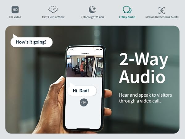 2 way audio hear and speak to visitors through the video call
