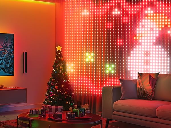 indoor christmas curtain lights