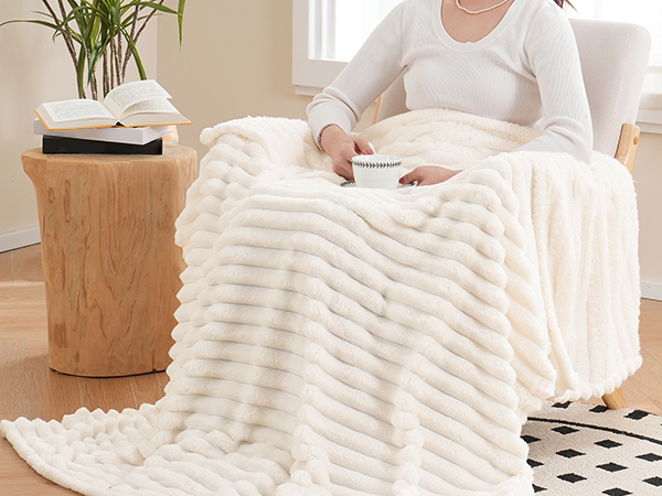 cream striped blanket