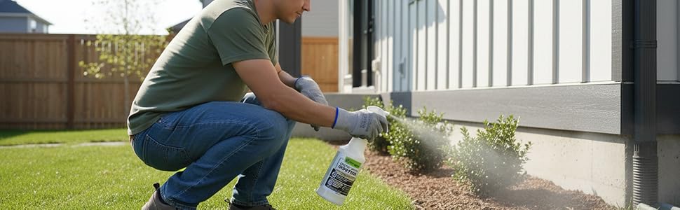 Spray near the foundation to repel insects and pests