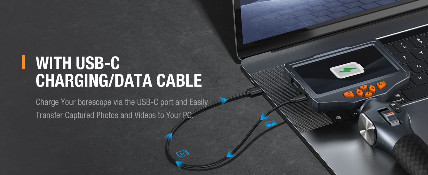 endoscope borescope inspection camera scope snake with charging data cable