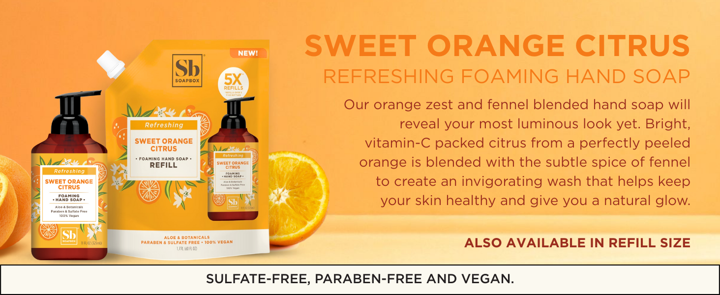 orange lemon citrus soap dispenser foaming hand soap refills handsoap everyone hand soap bottle