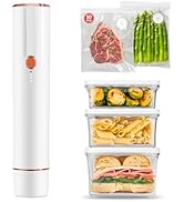 Vixino Vacuum Sealer for Food, Compact Handheld Vacuum Sealer Machine with 30 Reusable Bags &amp; 3 C...