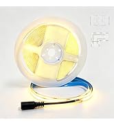 H HNMA HN 12V COB LED Strip Light 5M/16.4ft, 3000K Neutral White, 8mm Width | CRI Ra95,2400 leds,...