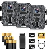 WOSODA ?3 Pack Mini Trail Cameras, 48MP 4K No-Glow Night Vision Game Camera, Trail cam with Motio...