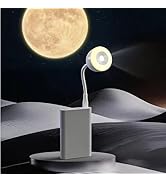 Pwysara USB Rechargeable Moon Projection Night Light, Remote Control, ABS Material, Dreamy Moonli...