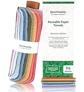 Reusable Paper Towels - Value Pack of 24 Paperless Towels! 100% Cotton, Super Soft, Absorbent, Wa...
