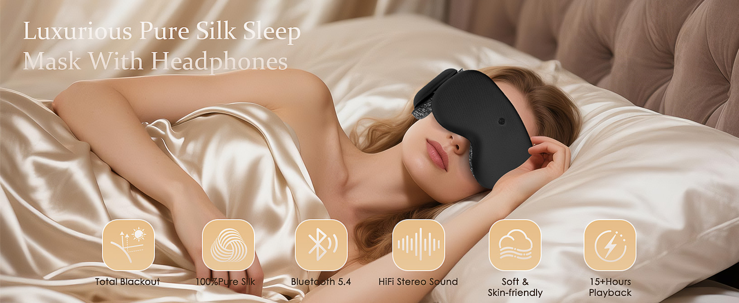 CLOZIA Sleep Headphones Wireless Bluetooth, White Noise Bluetooth Sleep Mask