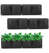 LITLANDSTAR Hanging Planting Grow Bags, 2 Pack 4 Pockets Horizontal Wall Mount Planter Garden Han...