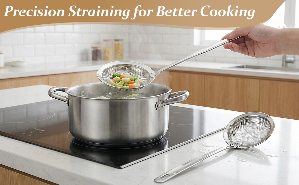 skimmer spoon strainer fat stainless steel mesh fine separator oil scoop cooking