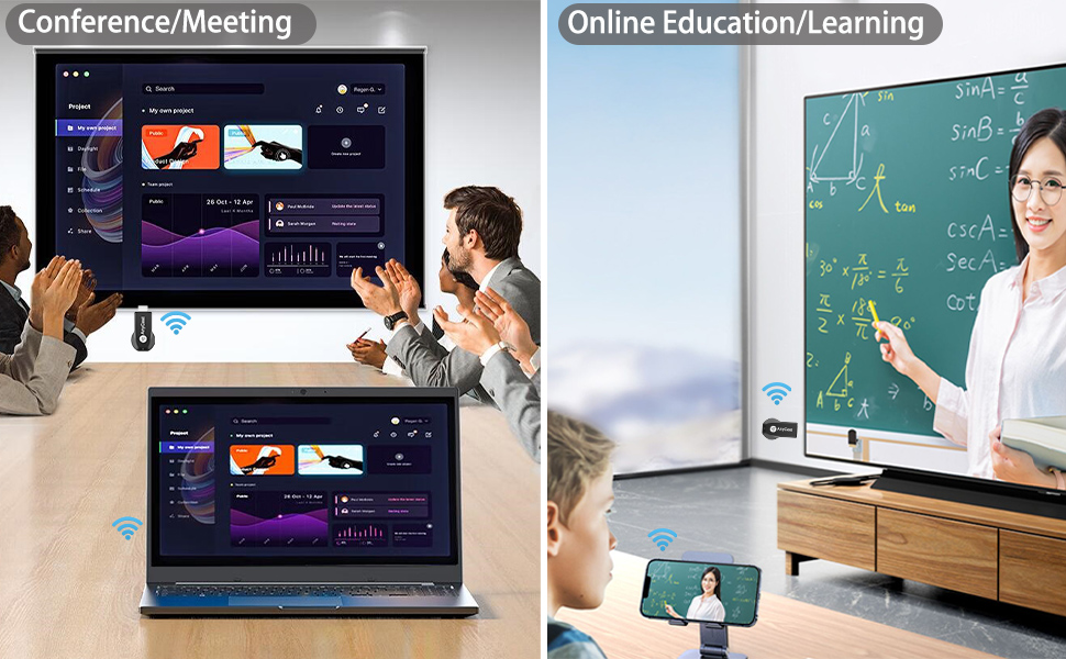 screen mirroring streaming device to tv projector monitor wireless