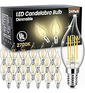TJOY LED Candelabra Bulb Dimmable, 60W Equivalent LED Chandelier Light Bulbs, 5.5W 2700K Warm Whi...
