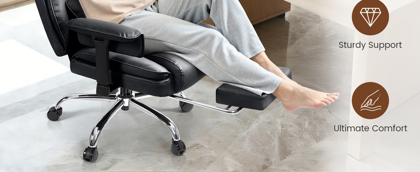 Executive Chair with High Back &amp;amp;amp; Footrest, Ergonomic Wide Padded Seat Computer Gaming Chair