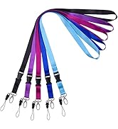 Wisdompro Office Lanyard, 5pcs 22.5 Inch Polyester Lanyard Neck Strap with Oval Clasp and Detacha...
