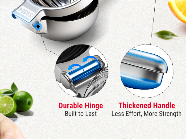 lemon juicer squeezer with durable hinge and thickened handle