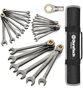 DURATECH Anti-Slip Ratcheting Wrench Set, Combination Wrench Set, 22-piece, Metric &amp; SAE, 1/4" to...