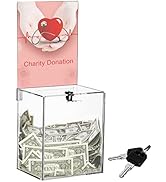 YOUEON Tall Acrylic Donation Box with Lock and Sign Holder, 6.7 x 5 x 8 Inches Clear Suggestion B...