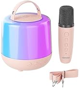 Karaoke Machine for Kids, Portable Bluetooth Speaker with Wireless Microphone &amp; RGB Lights, Magic...