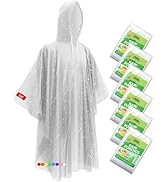 Hitituto Rain Ponchos Family Pack – 6/12/24 Pack Disposable Emergency Poncho with Drawstring Hood...