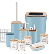 IMAVO Blue Bathroom Set,10 Pcs Plastic Gift Set,4 Qtip Holder Dispenser,Toothbrush Cup,Soap Dispe...